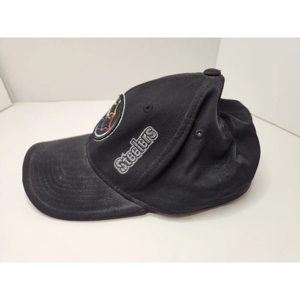 Pittsburgh Steelers Hat Cap Fitted OSFA NFL Football Black Logo Reebok‎